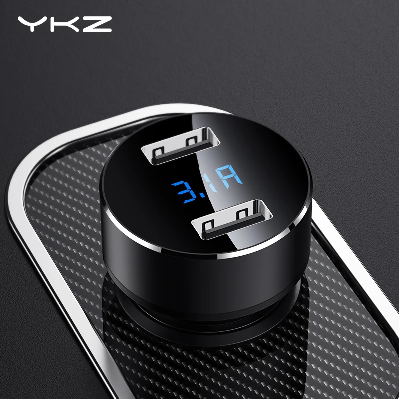 

YKZ 3.1A Dual USB Charger with LED Display Universal Mobile Phone Car Charger USB Car Charger Adapter for iPhone Samsung Xiaomi