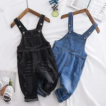 0-3Y Новинка года; осенний джинсовый комбинезон с дырками для маленьких мальчиков; Детский комбинезон для малышей; детские джинсы