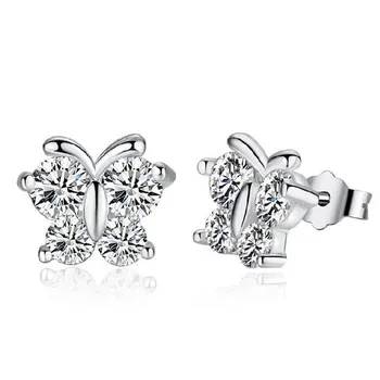 

New Fashion Delicate S925 Silver Butterfly Geometric Jewelry women Engagement Wedding Gift Earrings