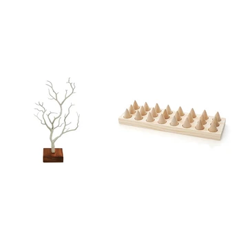 

1 Pcs Jewelry Necklace Rings Deer Stand 9 x 30.5 x 5Cm Holder & 1 Pcs 35.5 x 15Cm Jewelry Display Stand