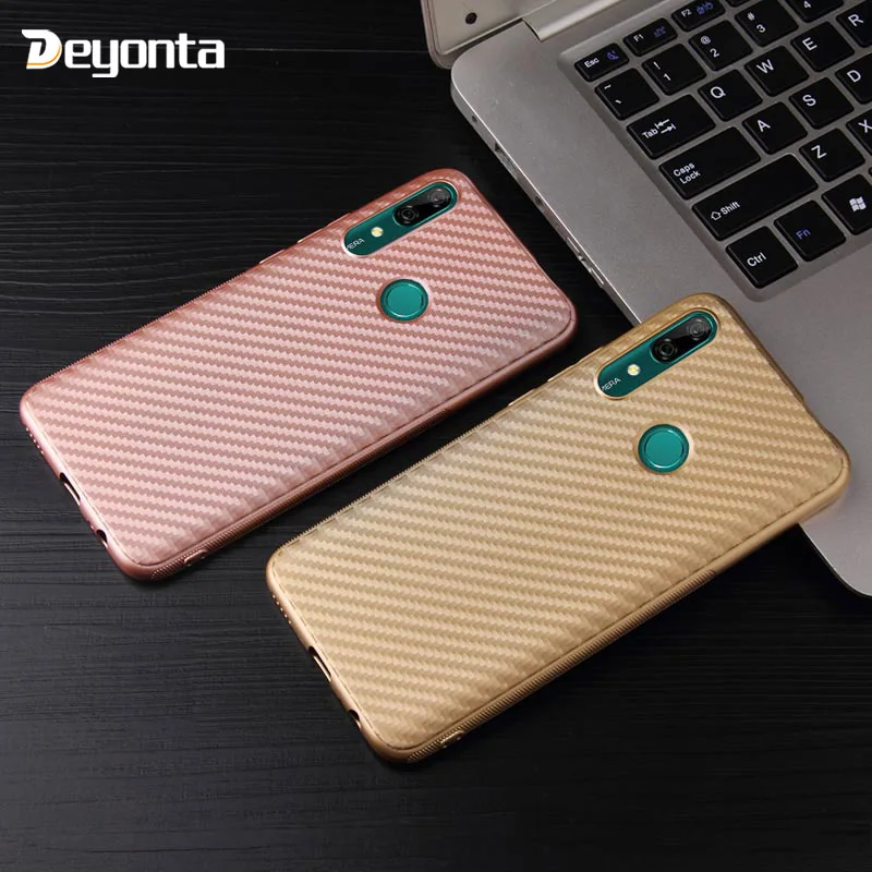 

For Huawei P Smart Z Case Carbon Fiber Silicone TPU Phone Covers For Huawei Y9 Prime 2019 Anti-Knock Cover Shell Back Housing