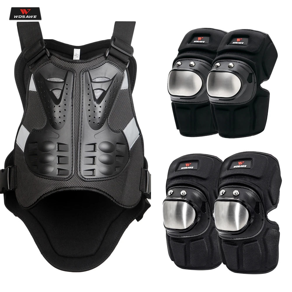 WASAWE Motorcycle Protection Armor Set Knee Pad Elbow Pad Chest