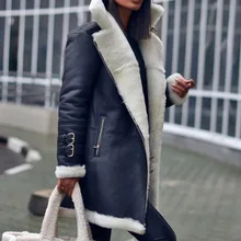 Winter Women's Leather Jacket Pu Material Cotton Coat Plus Plush Medium-Length Paragraph High Collar Coat Winter Coat