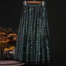 Ziwwshaoyu весна лето подиумная дизайнерская юбка женская винтажная хлопок с принтом слона элегантная плиссированная юбка