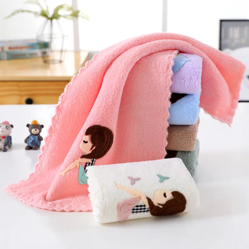 Коралловый бархат маленькое полотенце мягкая водопоглощающая ткань детское 25*50 см для мытья лица подарок