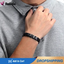  Rainso Bracelets For Men Stainlesssteel Fashion Chain Bracelet viking With Magnetic Health Bio Energy 4in1 Bangle Male Bracelet 