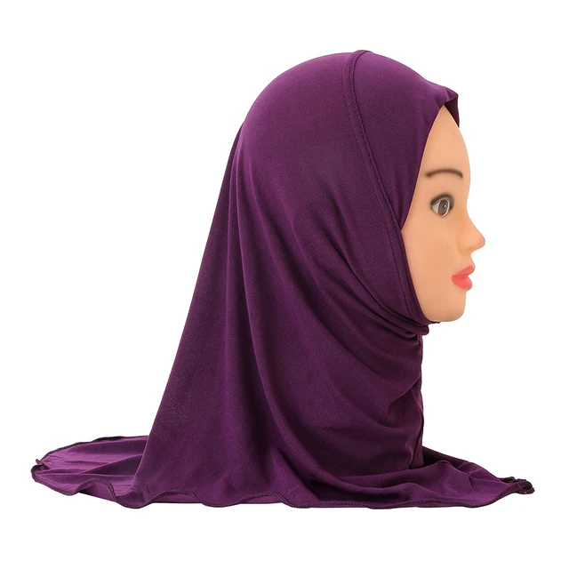 Hijab liso para niña pequeña, hijab de amira para niños de 2 a 6 años, bandana Islámica para la cabeza, H061