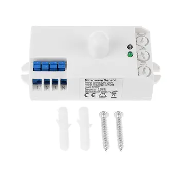 

360° Microwave Radar Sensor Switch 1200W 220V Motion Sensor Detect Radius 1-8m