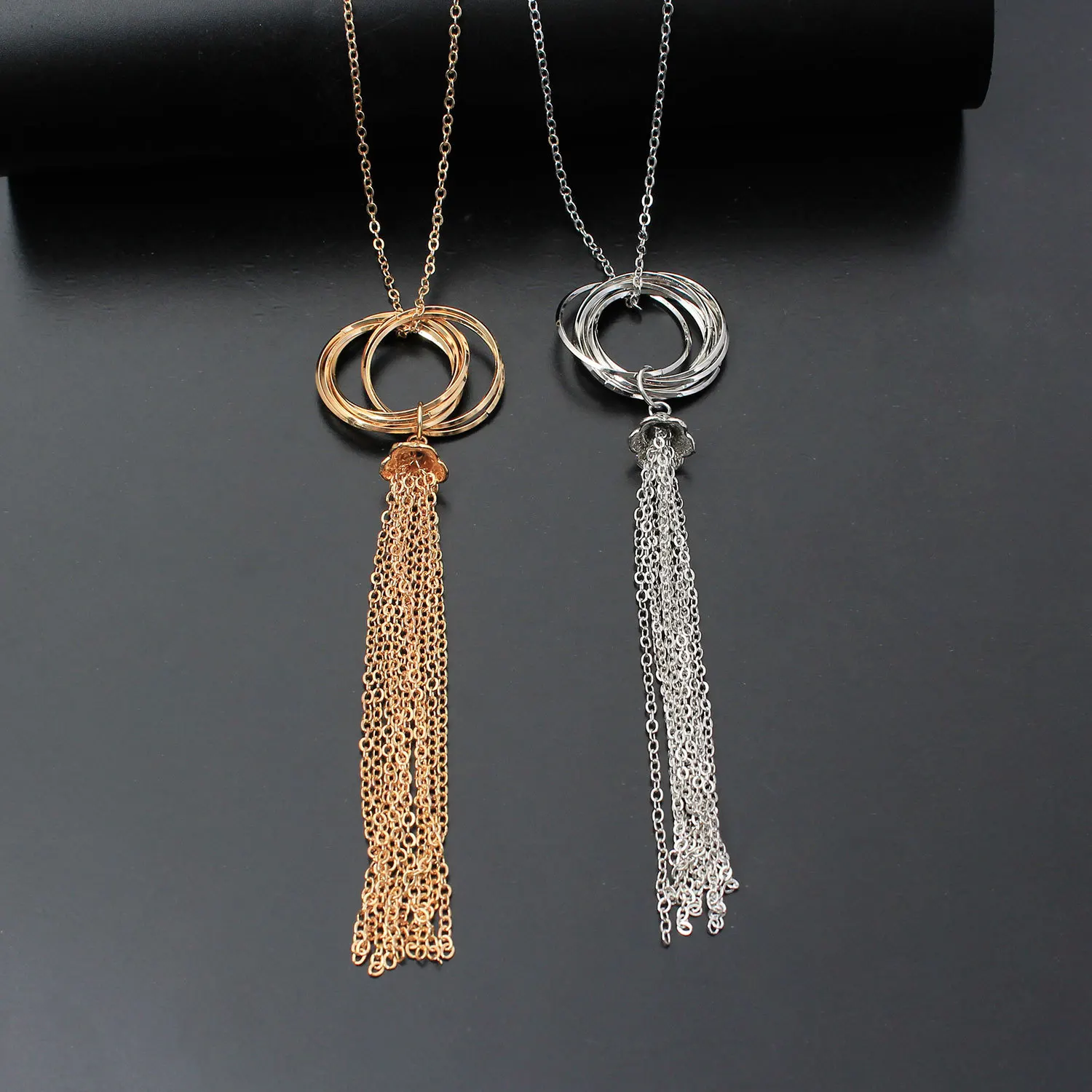 States Selling Jewelry Circle Pendant Necklace Female Fashion Sweater Chain Tassel Sautoir Long Money