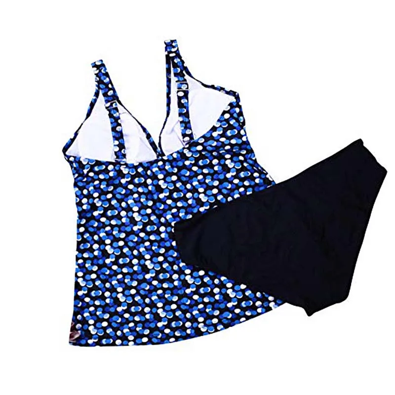 Сексуальное бикини с бантом, винтажный синий купальник с принтом, женский купальник из двух частей, юбка, пуш-ап, танкини, стринги, купальный костюм, плюс размер, XXXL