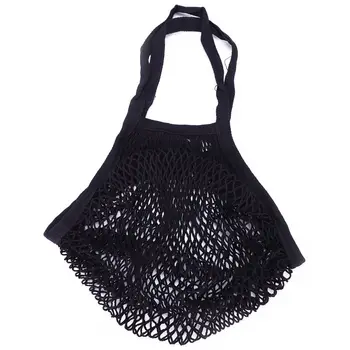 

Reusable Fruit String Grocery Shopper Cotton Tote Mesh Woven Net Shoulder Bag black