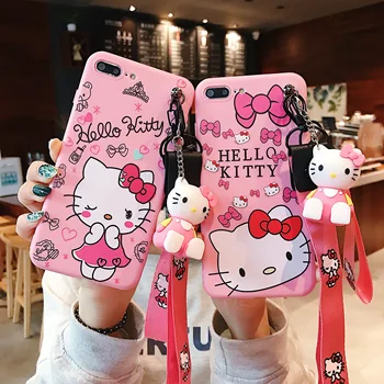 

Soft Hello Kitty Doraemon Silicone TPU Phone Lanyard Holder Case For XiaoMi CC9 A3 A2 8 9 Se Lite 9T Pro Redmi Note 5 6 7 8 Pro