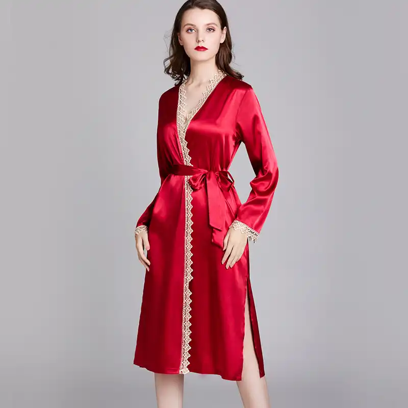 long sleeve satin nightgown