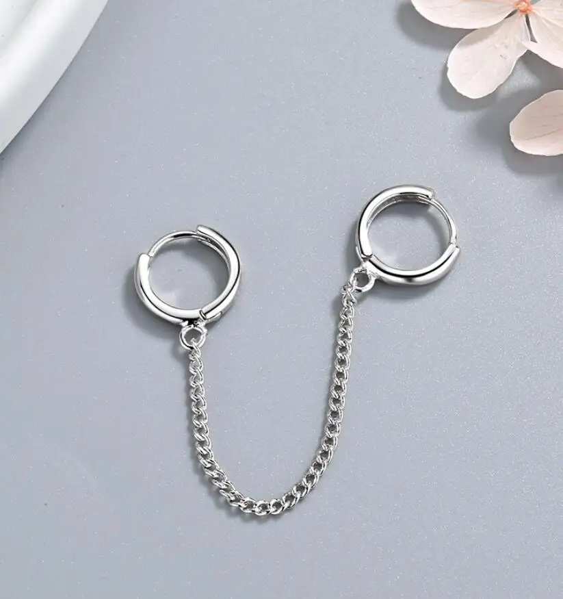 Изысканные простые круглые серьги-кольца для женщин, трендовые креативные 925 пробы Серебряные вечерние ювелирные изделия, подарок, одиночная, SAE422
