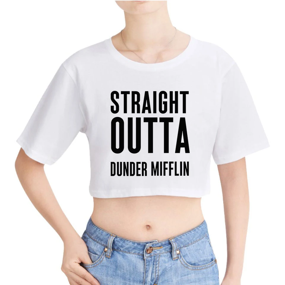 Даундер Миффлин принт Midriff-baring Футболка хлопок женская летняя сексуальная модная Повседневная Популярная футболка с коротким рукавом Горячая Распродажа