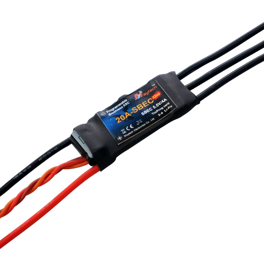 Maytech 20A бесщеточный ESC BEC 5 V 4A SBEC контроллер скорости самолета 2-4S ячейки ESCs 32bit
