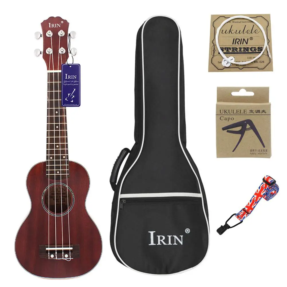 IRIN 21inch Ukulele Concert 4 Strings Musical Instruments 15 Frets Spruce Wood Hawaiian Small Guitar Free Case Strings