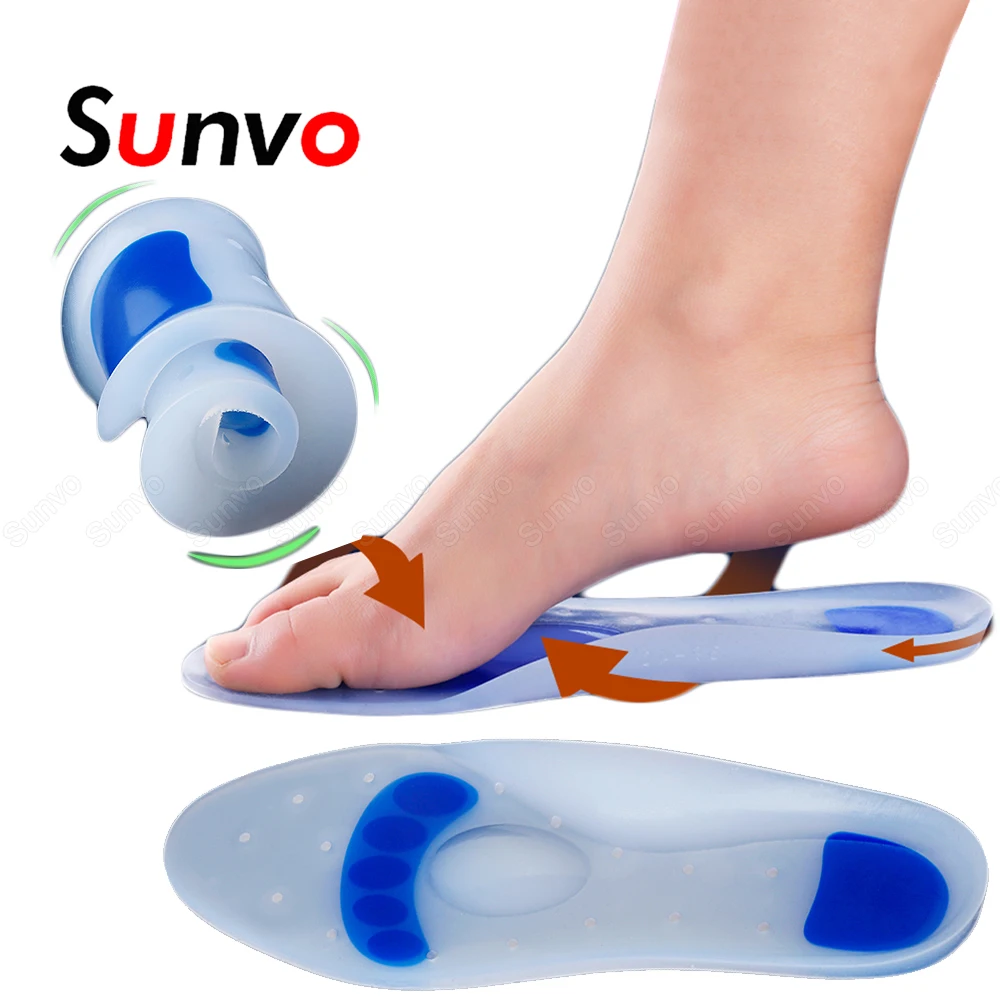 Pair Orthotic Insoles Gel Silicon Arch Support Plantar Fasciitis High Quality UK 