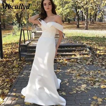 

Mbcullyd White Mermaid Prom Dresses Long 2020 rochii Off Shoulder Satin vestido de formatura longo Formal Dress Evening Gowns