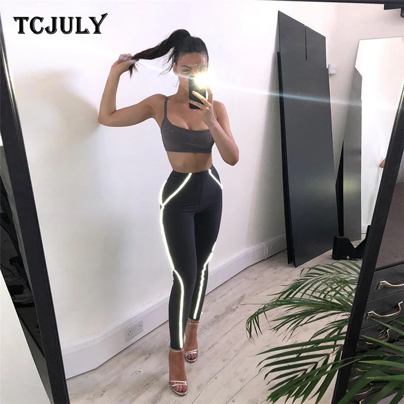 TCJULY, модные Лоскутные Светоотражающие Леггинсы для женщин, быстросохнущие обтягивающие штаны с эффектом пуш-ап для тренировок, тонкие эластичные леггинсы для фитнеса