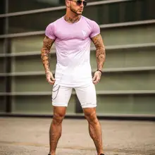 Спортивная уличная быстросохнущая Футболка Мужская Новая Европейская и американская тонкая уличная футболка для фитнеса стрейч