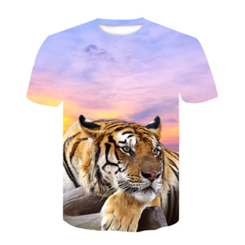 

Men's digital printed T-shirts Fashion tiger printed T-shirts Men's funny beast T-shirts Summer 2020 new casual T-shirts