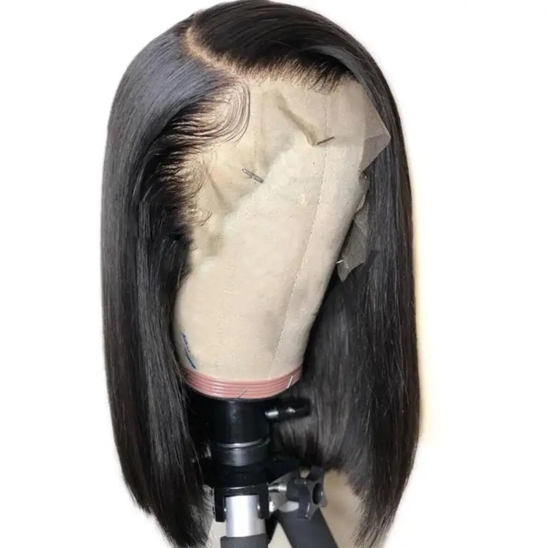 

Short Lace Front Natural Human Hair Wigs 130% Density Brazilian Straight Bob Wig Remy Human Hair For Black Women