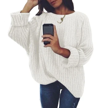 

Women Knitted Thin Sweater O-neck Solid Black White Female Autumn Jumper Long Sleeve Pullover