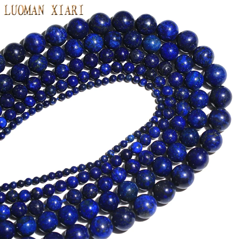 Натуральный Камень круглые бусины Свободные Lapis Lazuli для самостоятельного изготовления ювелирных изделий браслет Цепочки и ожерелья 4/6/8/10/12 мм 15''