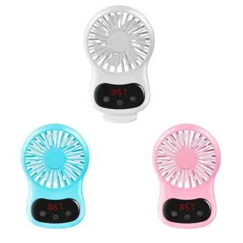 

3 Colors Portable Creative Desktop Fan with Clock USB Rechargeable Handheld Air Cooler
