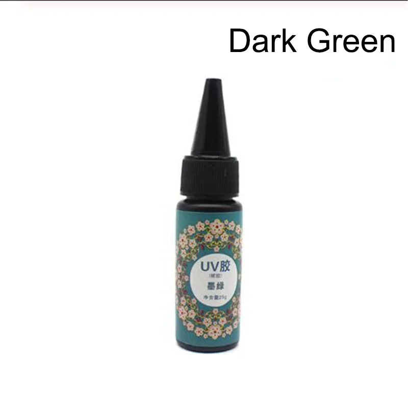Dark green 25 г УФ Смола ультрафиолетовая отверждения эпоксидная смола для DIY ювелирных изделий Ремесло Украшение литье покрытие ювелирные инструменты - Цвет: Dark green