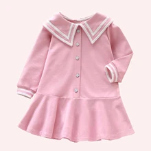 Летнее платье для маленьких девочек; Лоскутные Платья с оборками для девочек; Модное детское платье с отложным воротником; консервативная одежда для маленьких девочек