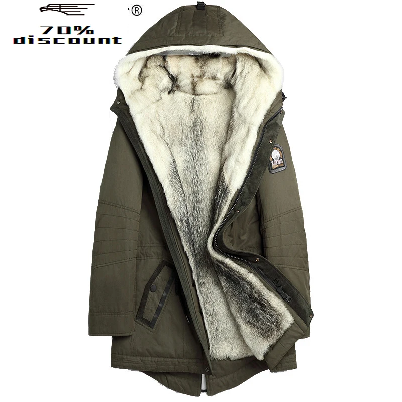 

Parka Real Fur Coat Men Winter Jacket 2020 Natural Wolf Fur Liner Warm Clothes Long Men's Jackets Parkas 2225 KJ2430