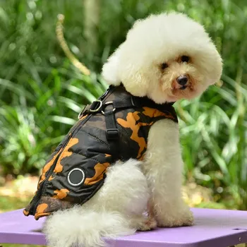 

Winter Dog Clothes Warm Camouflage Puppy Vest with Leash Belt for Small Medium Dogs French Bulldog Chihuahua Cloth
