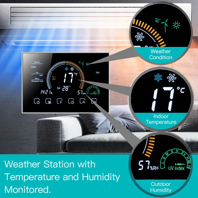 WiFi Smart Device Central Air Conditioner Thermostat Temperature Controller 3 Speed Fan Coil Unit Work with Alexa Google Home 2
