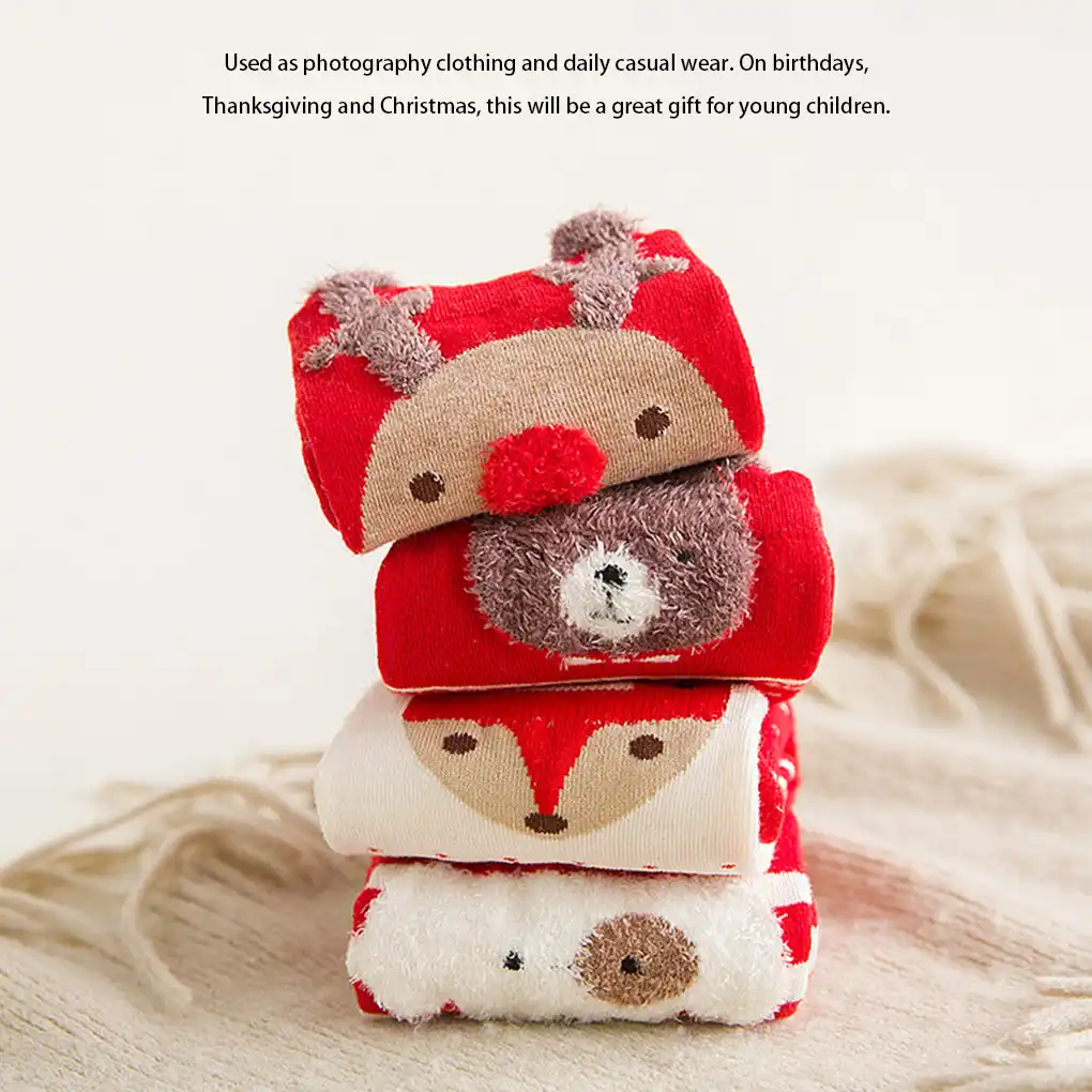 Christmas Socks Women Girls Soft Fluffy Warm Winter Xmas Funny Socks Gift Bear 
