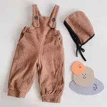 New Fashion Baby Girls Boys Overalls With Hat Autumn Kids Pants 1-6t PP280