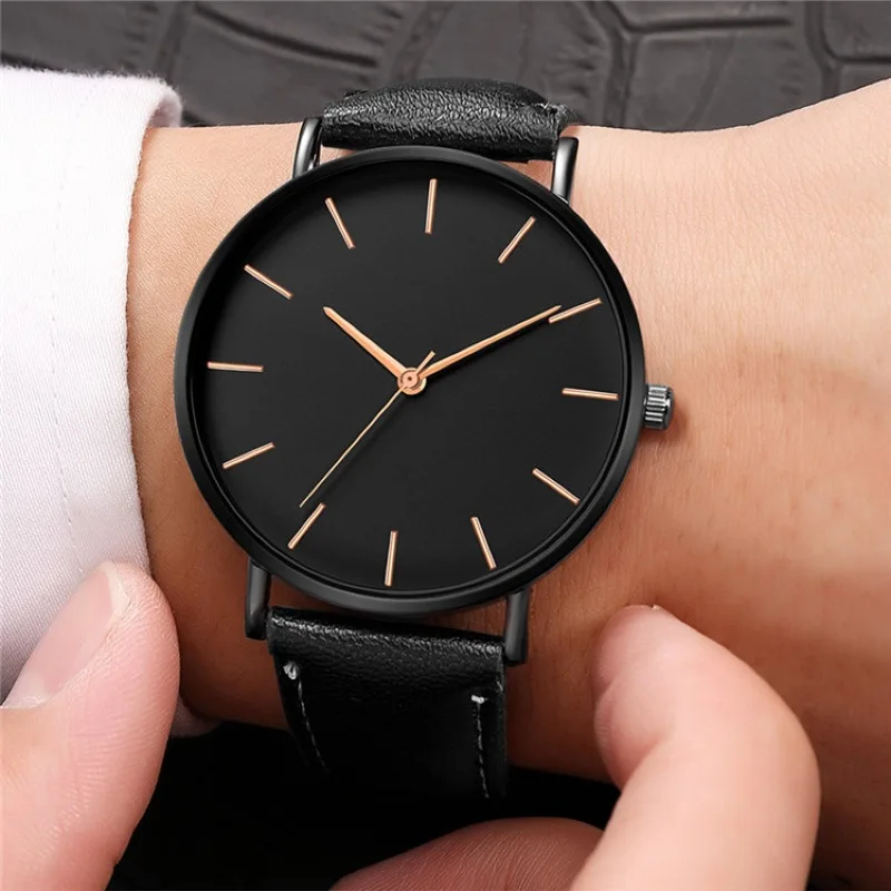 

reloj hombre Luxury Watch Men Fashion Quartz Wrist Watch Leather Black Bracelet Casual Male Clock Men Watches relogio masculino