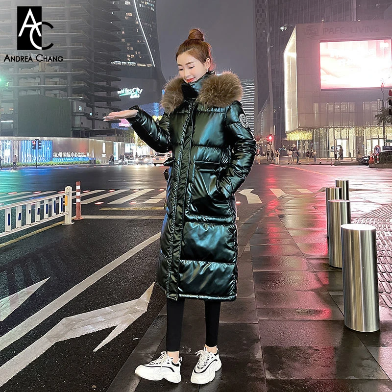 Abrigo largo informal mujer, parka larga con capucha de piel, bolsillos, color negro, y verde, para otoño e invierno, a la moda, XXL|Parkas| - AliExpress