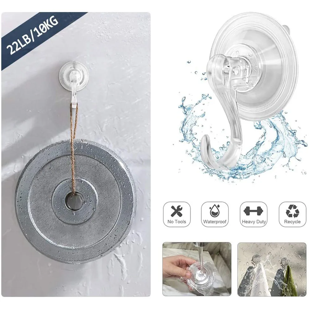 Large Clear Reusable Heavy Duty Wreath Hanger Suction Cup With Wipes 22 Lb Strong Window Glass Suction Cup Hooks