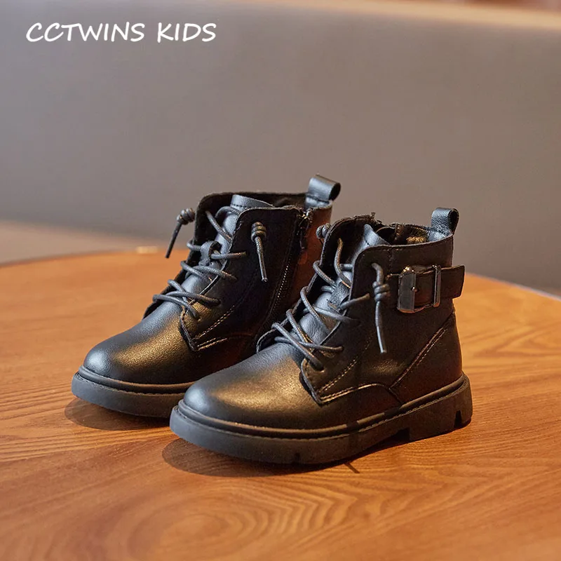 CCTWINS/детская обувь; коллекция года; зимняя детская обувь из искусственной кожи; Брендовые ботильоны для маленьких мальчиков; Модные Ботинки martin для девочек; Цвет Черный; MB164