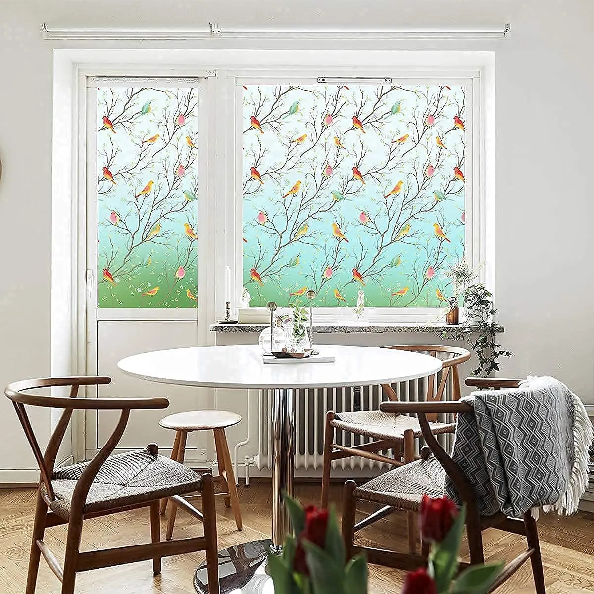 Peacock Series - Pellicola decorativa per finestra di privacy in vetro smerigliato, per controllo del calore, per casa, ufficio, larghezza 34,6 x