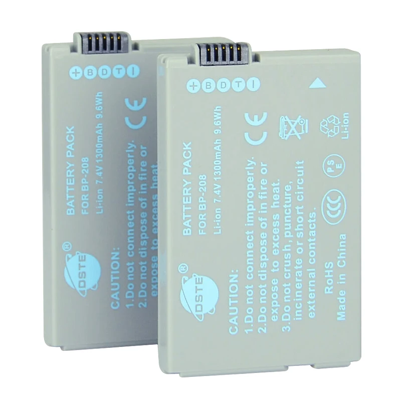 2 шт. 1300 мАч 7,4 V DSTE BP-208 Батарея Зарядное устройство для Canon DC22 DC220 DC230 DC40 DC50 DC51 DC95 для Elura100 FVM300 Ivis DC22