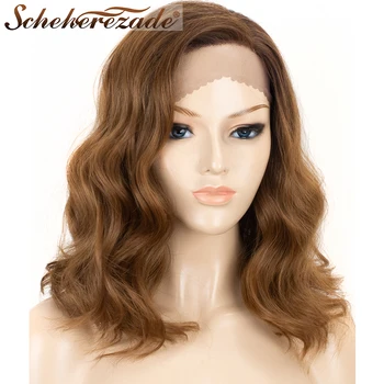 

Scheherezade L Part Synthetic Lace Front Wigs For Women Short Bob Wavy Ombre Brown Wigs High Temperature Fiber African American