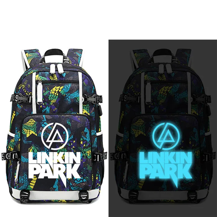 Style 2 Linkin park linkinpark рюкзак с usb-портом, светящийся usb-порт, рюкзак, сумка со змеиным узором, Студенческая сумка для книг, дорожная сумка для ноутбука - Цвет: Style 2