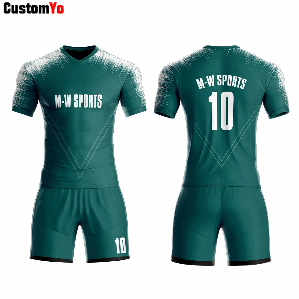 OEM Логотип заказной полиэстер сублимационная спортивная одежда футболки для футбола для мужчин - Цвет: Cyan Green