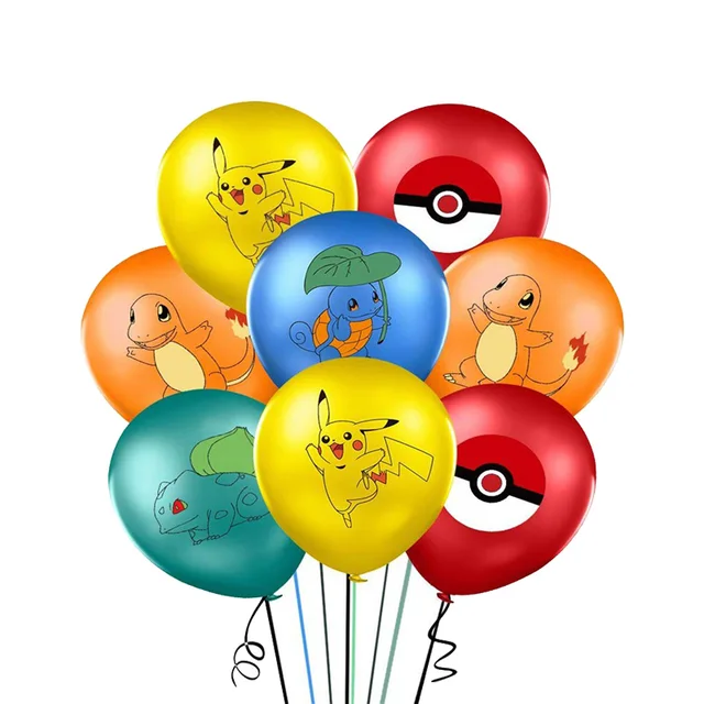 Pokemon Birthday Party Decorations Pikachu Foil Balloons Disposable Tableware Plate Napkin Backdrop For Kids Boy Party Supplies Latex Balloon 20pcs