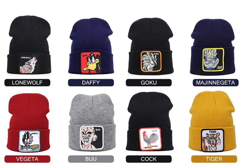 Прямая поставка,, хип-хоп шапка, новинка, волк, животное, Skullies Beanies, шапки, теплые вязаные зимние шапочки для женщин и мужчин, Gorra goku
