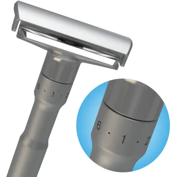 

TFLYSHAVE Adjustable Safety Razor Double Edge Classic Men Shaving Mild to Aggressive 1-6 File Hair Removal Shaver with 5 Blades