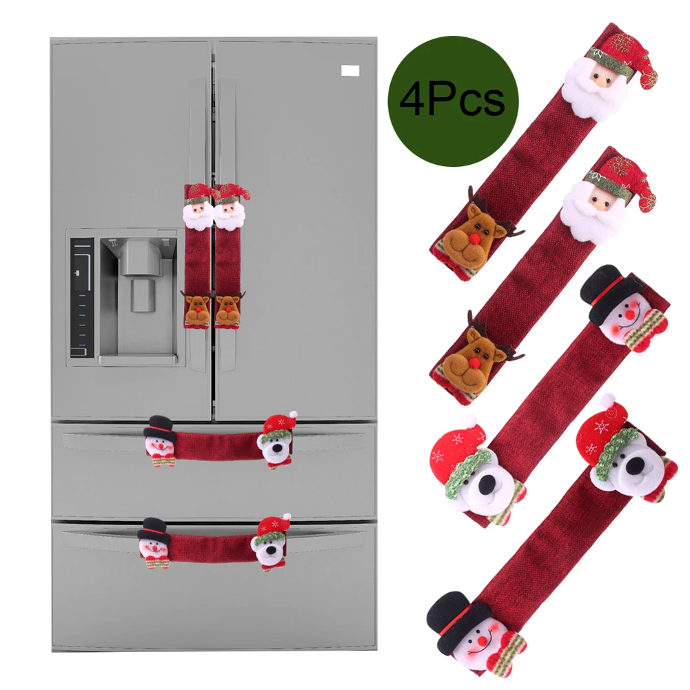 

4Pcs Fridge Handle Covers Christmas Microwave Oven Dishwasher Door Handle Cover Home Christmas Decorations new